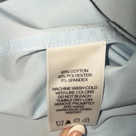 FOXCROFT Gwen Ruffle Non-Iron Stretch Button-Up Sleeveless Shirt Blue Whisper 18 - Picture 10 of 12